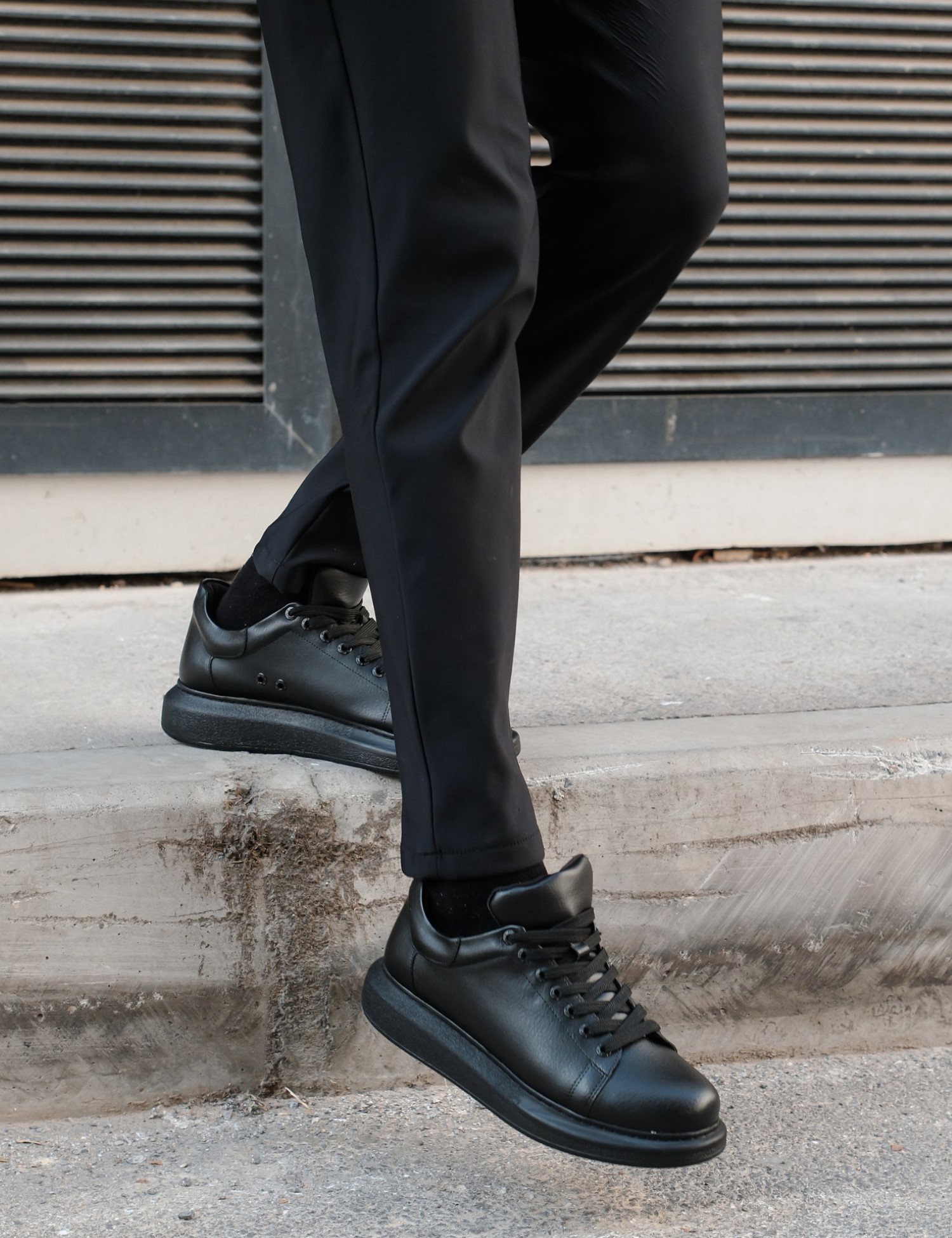 Ανδρικά μαύρα δίσολα Sneakers λαστιχένια σόλα CH25700B